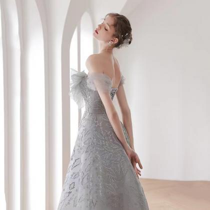 Unique, Grey Evening Dress, Beaded Super Fairy..
