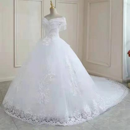Long Train Bridal Gown, Super Fairy Tassel Dream..