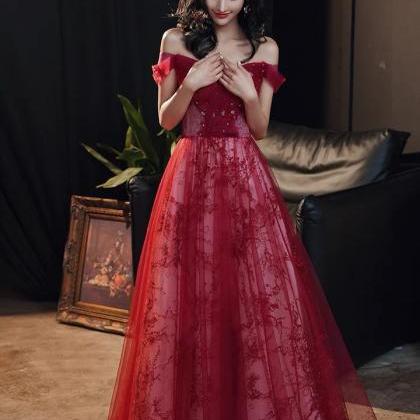 Red Prom Dress, Sexy, Noble Bridal Dress, Off..