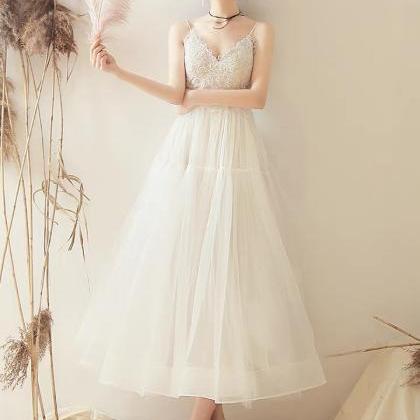 Spaghetti Strap Light Wedding Dress, Simple ,fairy..