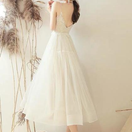 Spaghetti Strap Light Wedding Dress, Simple ,fairy..
