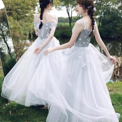 Gray Bridesmaid Dress, Fairy Prom Dress, Sister..