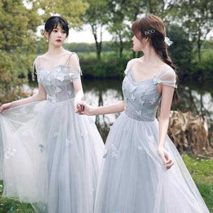 Gray Bridesmaid Dress, Fairy Prom Dress, Sister..