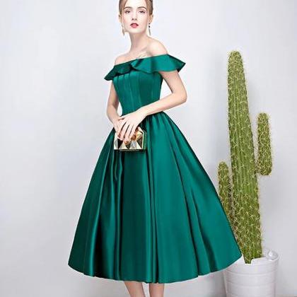 Off Shoulder Homecoming Dress,green Party..