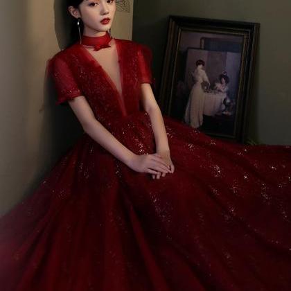 Elegant Evening Dress,red Sweet Party Dress,..