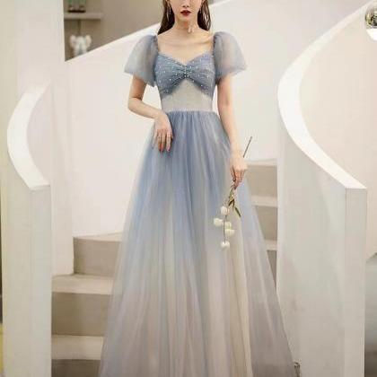 Fairy Prom Dress, Blue Star Long Party Dress,..