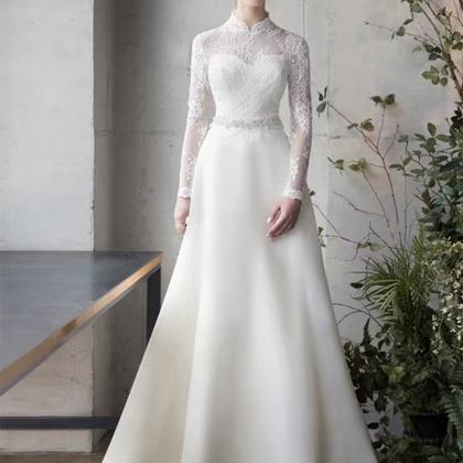 Temperament, Long Sleeve Wedding Dress, Fairy..