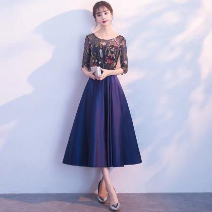 Long Sleeve Party Dress, Embroidered Midi Dress,..