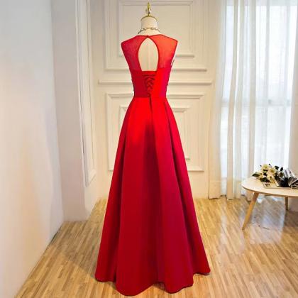 Red Party Dress,sleeveless Applique Prom..
