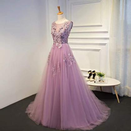 Sleeveless Evening Dress, Pink Prom Dress, Simple..