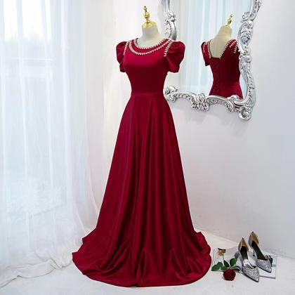 Satin Prom Dress, Red Evening Dress, Formal Dress..