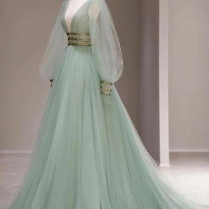 Fresh, Natural, Super Fairy Green Evening Dress,..