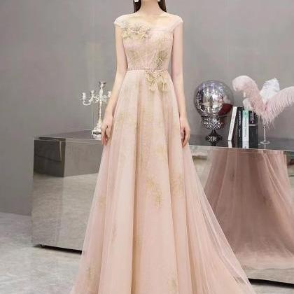 Blush Pink Prom Dress, Beaded Dream Dress, Luxury..