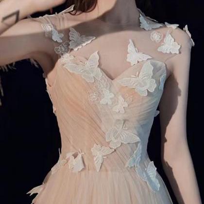 Champagne Prom Gown, Fairy Tulle Evening Gown,..