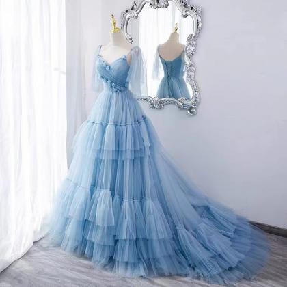 Blue Evening Dress, Light Luxurious Fairy Dress,..