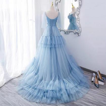 Blue Evening Dress, Light Luxurious Fairy Dress,..