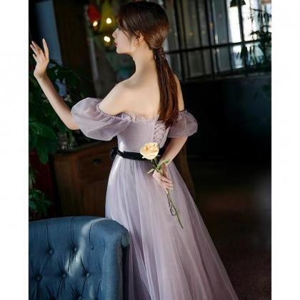 Off Shouder Party Dress,purple Prom Dress,simple..