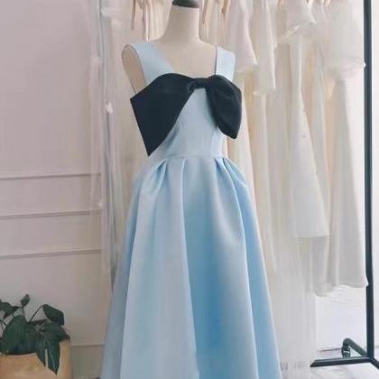 V-neck Party Dress, Cute Princess Dress, Blue..