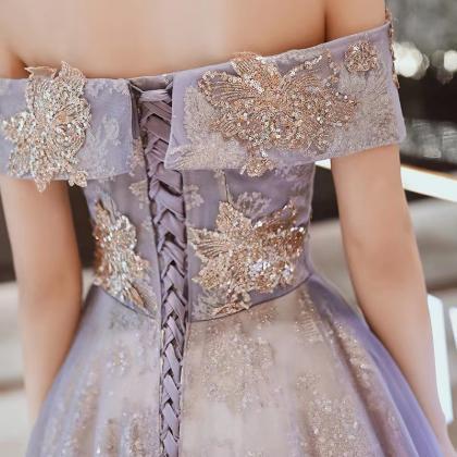 Fairy Party Dress, Off Shoulder Temperament Prom..
