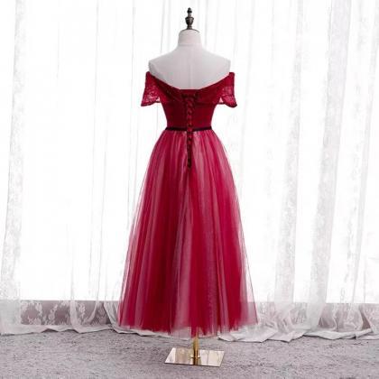 Off Shoulder Party Dress,red Midi Dress ,sweet..