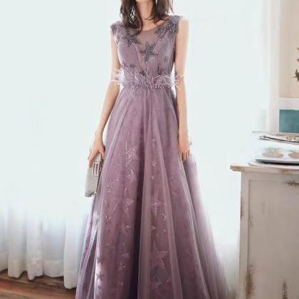 Purple Party Dress,dream Prom Dress ,sleeveless..