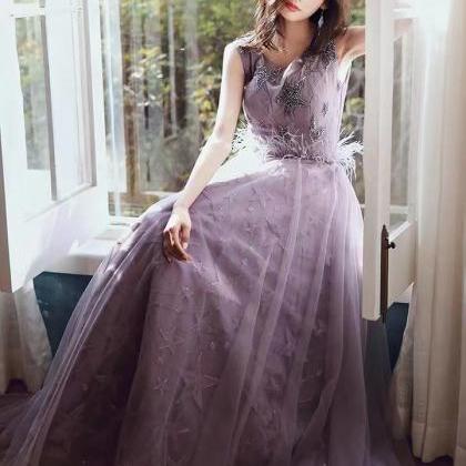 Purple Party Dress,dream Prom Dress ,sleeveless..
