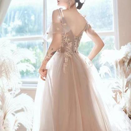 Spaghetti Strap Prom Dress, Pink Bridesmaid Dress,..
