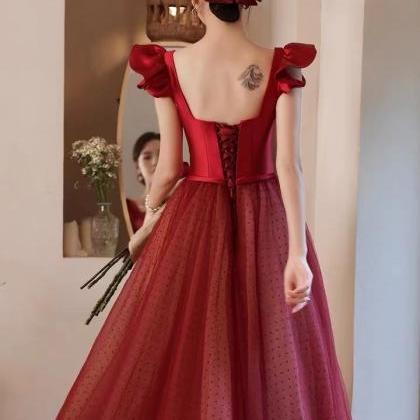 Red Party Dress, Square Neck Prom Dress,sweet Prom..