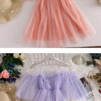Cute, Fairy Mini Dress, Flounces, Sexy Mesh Off..