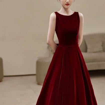 Burgundy Prom Gown, Sleeveless Evening Dress,..
