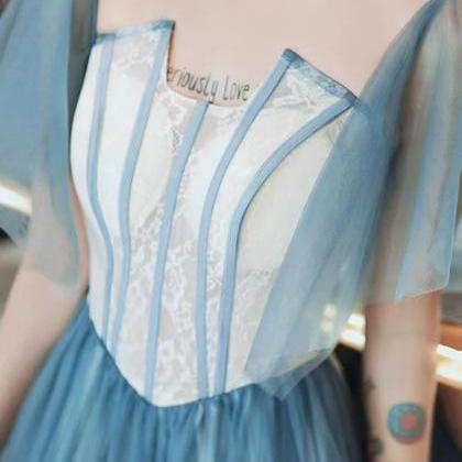 Fairy Prom Dress, Blue Party Dress,off Shoulder..