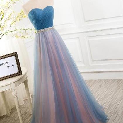 Blue Prom Dress,strapless Party Dress,fresh..