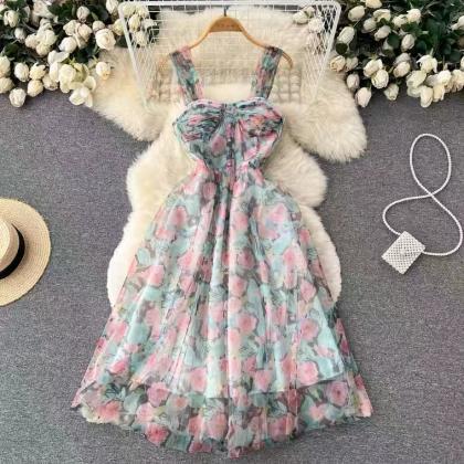 Floral Halter Dress, Seaside Holiday Dress,..
