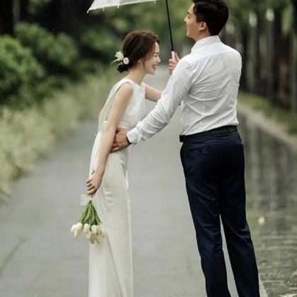 Elegant Wedding Dress, Sleeveless Bridal..