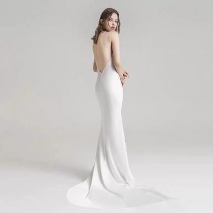 Light Wedding Dress,spaghetti Strap White..