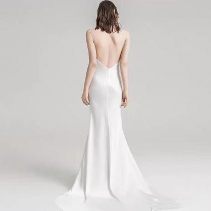 Light Wedding Dress,spaghetti Strap White..