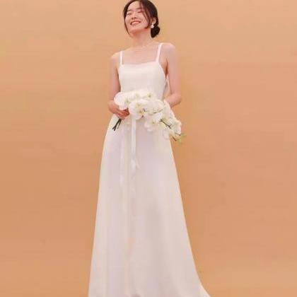 Cute Wedding Dress,spaghetti Strap White..