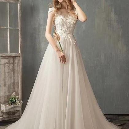 Cap Sleeve Wedding Dress,white Bridal Dress,lace..