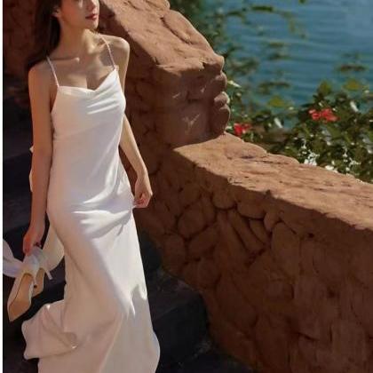 Mermaid Wedding Dress,spaghetti Strap White..