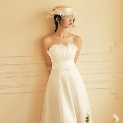 Satin Wedding Dress, , Simple, Princess Dress,..