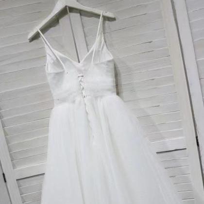 Simple Wedding Dress, Spaghetti Strap Bridesmaid..