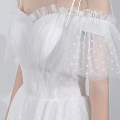 Spaghetti Strap Wedding Dress,fairy Party Dress,..