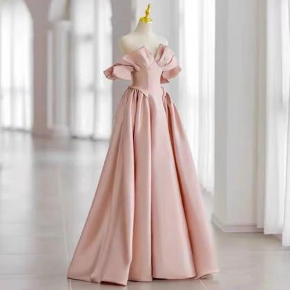Off Shoulder Bridal Dress, Pink Sweet Wedding..