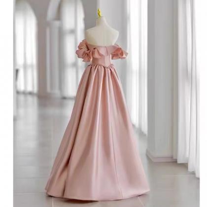 Off Shoulder Bridal Dress, Pink Sweet Wedding..