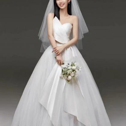 Strapless Light Wedding Dress, Fairy Bridal Dress,..