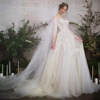 Long Sleeve Bridal Dress,lace Wedding Dress,..