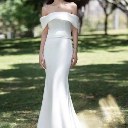 Off Shoulder Bridal Dress,elegant White Mermaid..