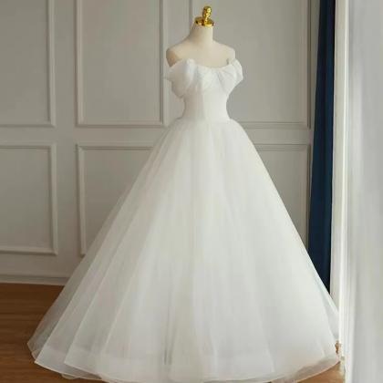 Off Shoulder Wedding Dress, Tulle Wedding Dress,..
