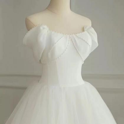 Off Shoulder Wedding Dress, Tulle Wedding Dress,..