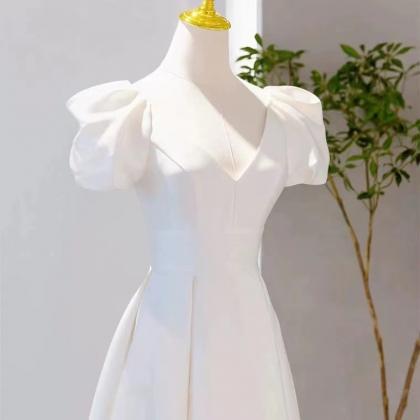 Satin Light Wedding Dress, Style, White, Simple..